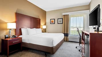 Desk, blackout drapes, iron/ironing board, free cribs/infant beds