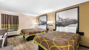 Desk, blackout drapes, iron/ironing board, rollaway beds