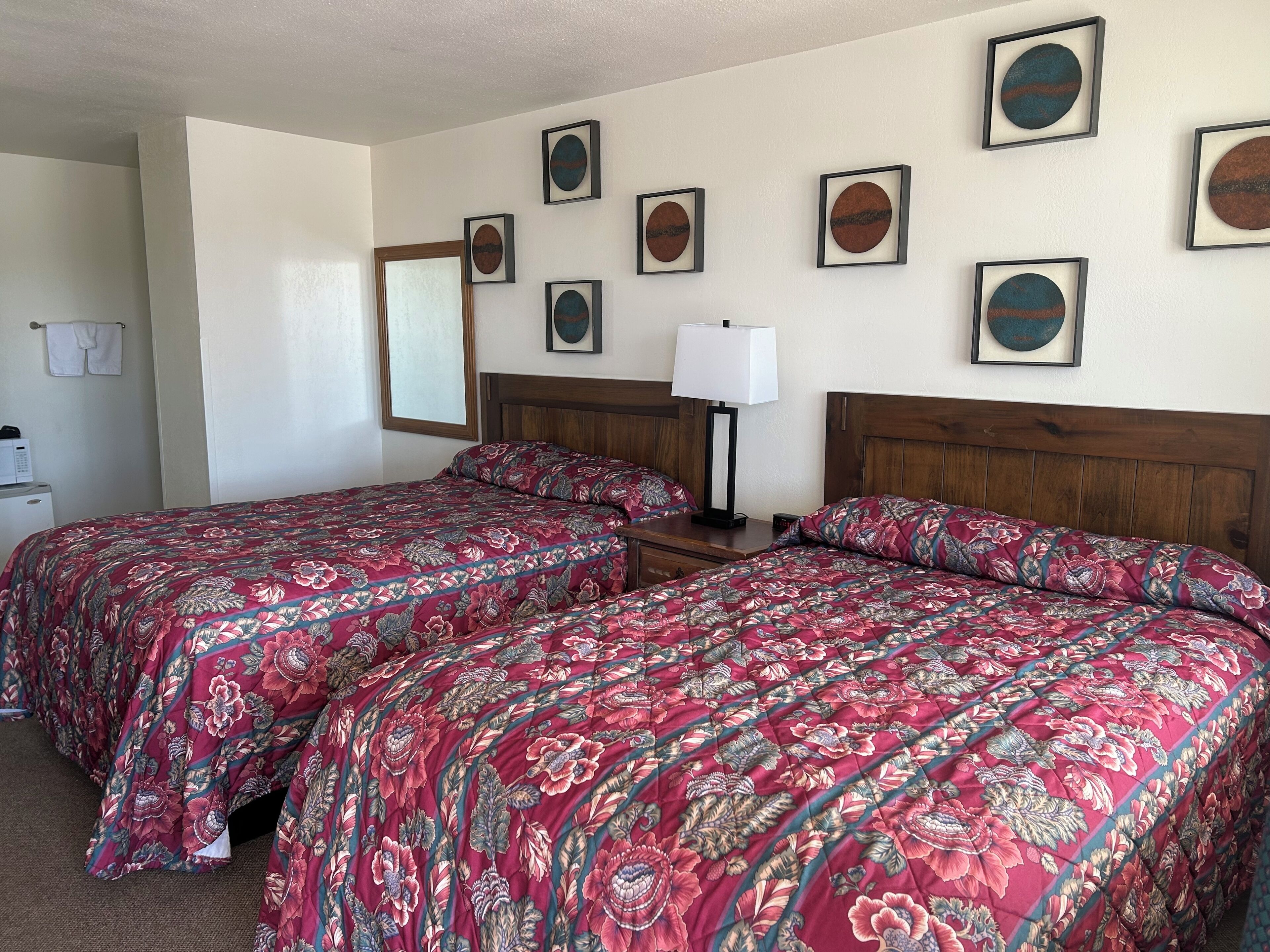 Blackout curtains, iron/ironing board, free cots/infant beds