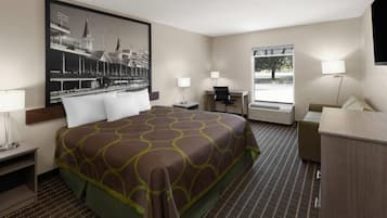 Standard Room, 1 King Bed, Jetted Tub | Desk, free cots/infant beds, rollaway beds, free WiFi
