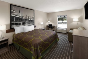 Standard Room, 1 King Bed, Jetted Tub | Desk, free cots/infant beds, rollaway beds, free WiFi
