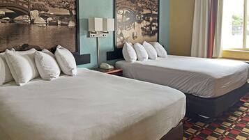 Desk, blackout curtains, iron/ironing board, free cots/infant beds