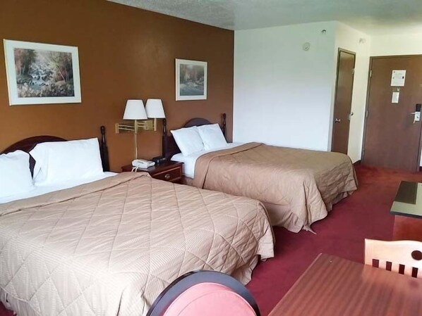 Standard Room, 2 Queen Beds | Desk, free WiFi, bed sheets