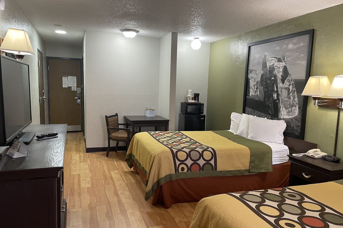 room, 2 double beds, non smoking | in-room safe, desk, laptop workspace, blackout curtains