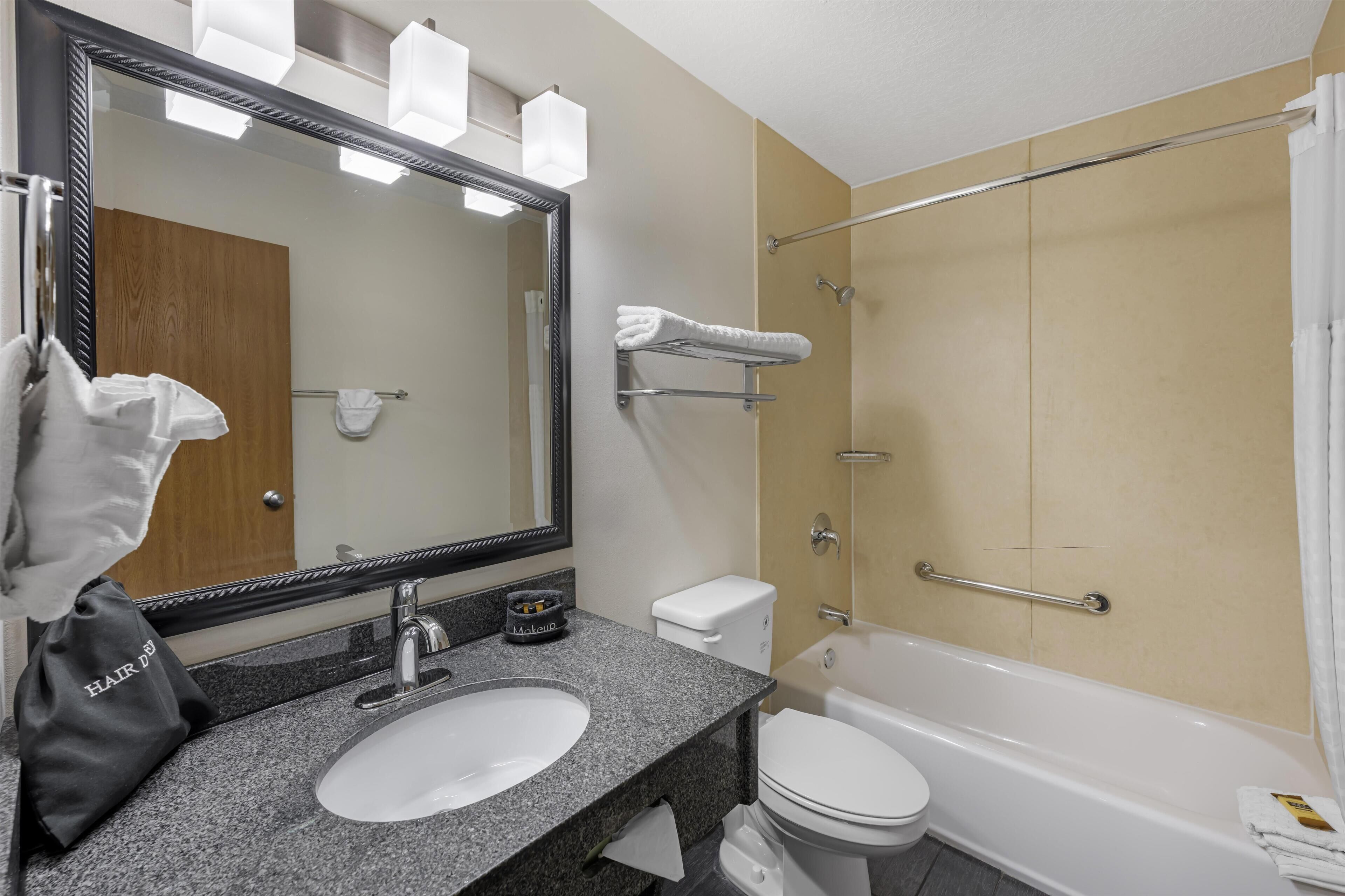 Junior Suite, 1 King Bed, Non Smoking, Refrigerator & Microwave (with Sofabed) | Bathroom | Combined shower/tub, free toiletries, hair dryer, towels