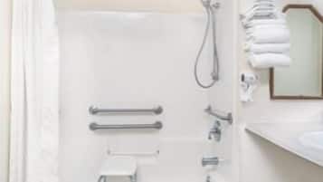 Habitación, 1 cama Queen size, con acceso para personas discapacitadas (Tub with Grab Bars) | Baño | Amenidades de baño gratuitas, secadora de cabello, toallas