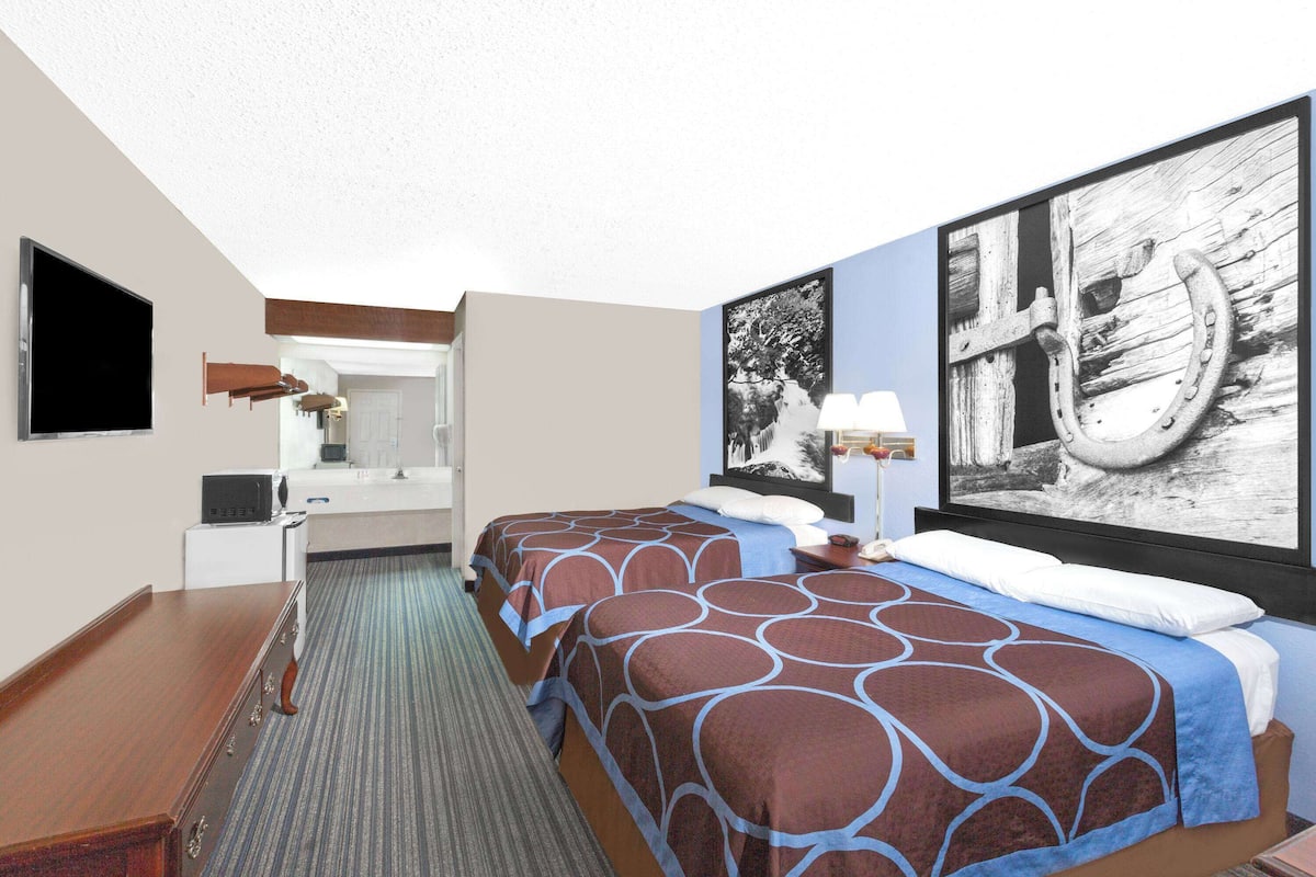 Double Room, 2 Double Beds | Individually decorated, individually furnished, desk, laptop workspace