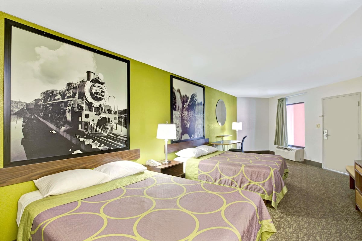 Desk, blackout drapes, iron/ironing board, cribs (surcharge)