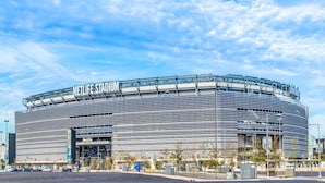 A large, modern stadium with the name "MetLife Stadium" prominently displayed. - Super 8 by Wyndham North Bergen NJ/NYC Area (North Bergen)