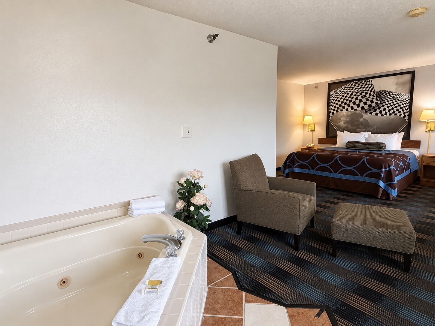 Studio Suite, 1 King Bed, Non Smoking | Desk, laptop workspace, blackout drapes, iron/ironing board