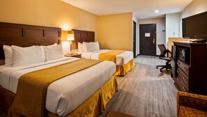 A hotel room with two beds, a TV, a desk, and a wardrobe. - SureStay Hotel by Best Western Orange (Orange)