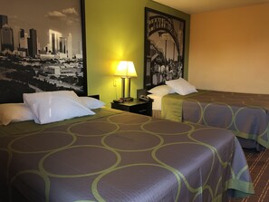Individually furnished, desk, laptop workspace, blackout curtains