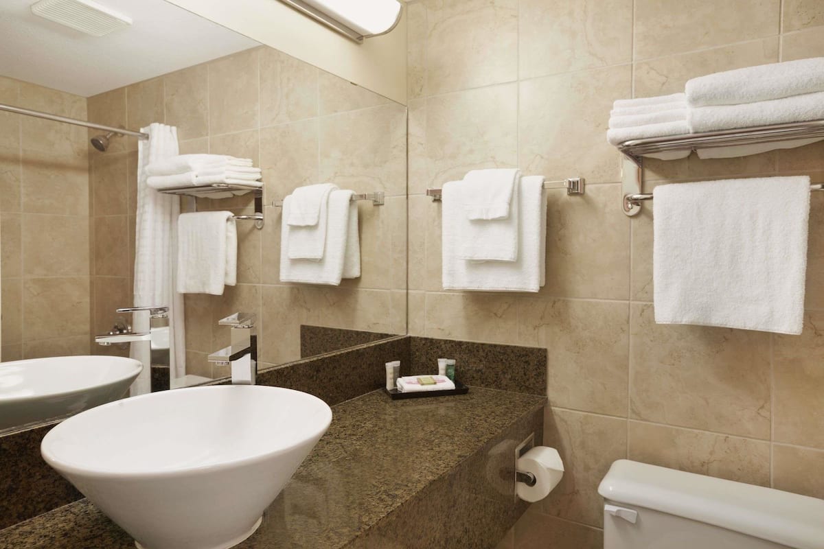 suite, 1 king bed | bathroom | combined shower/bathtub, hair dryer, towels