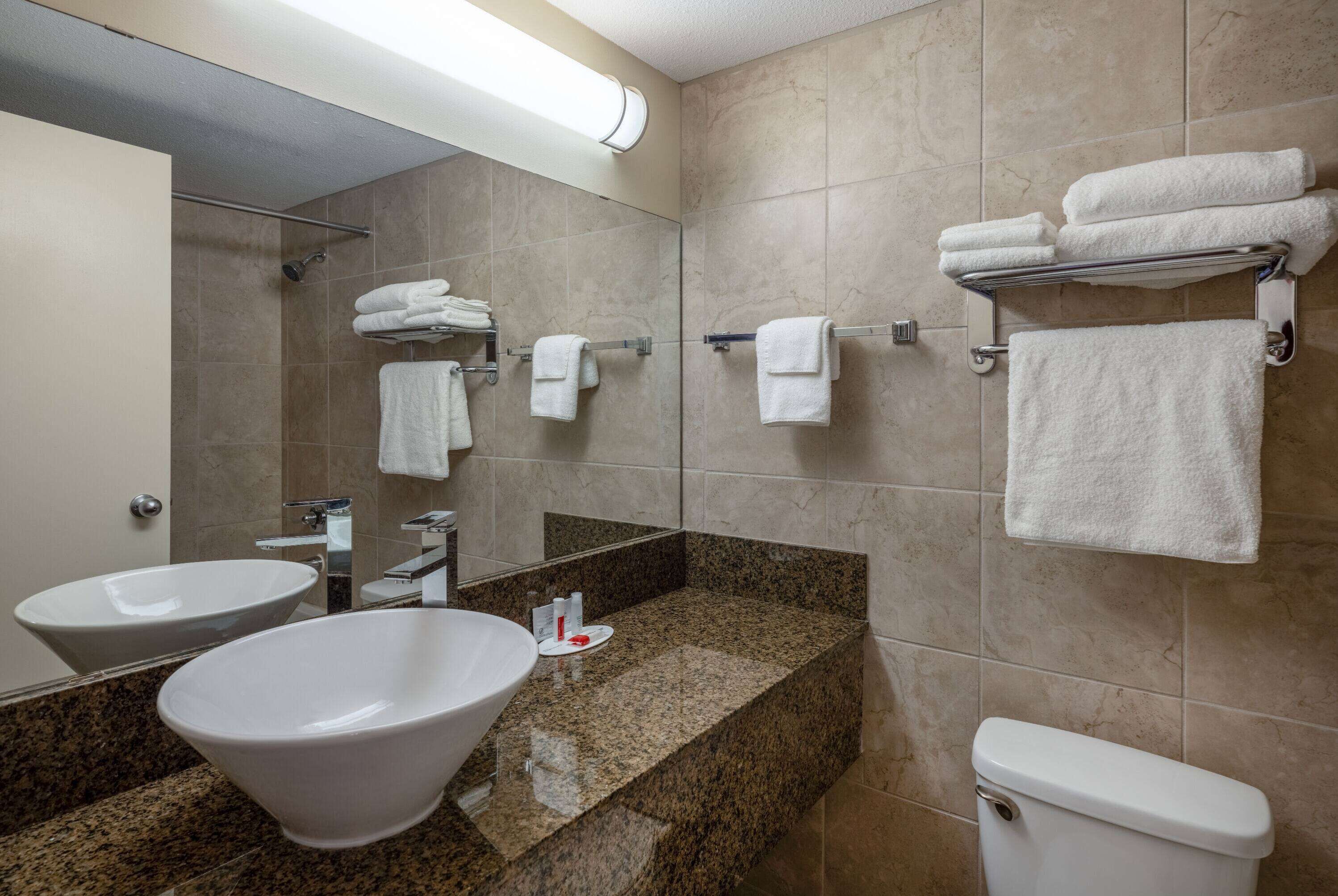 combined shower/bathtub, hair dryer, towels