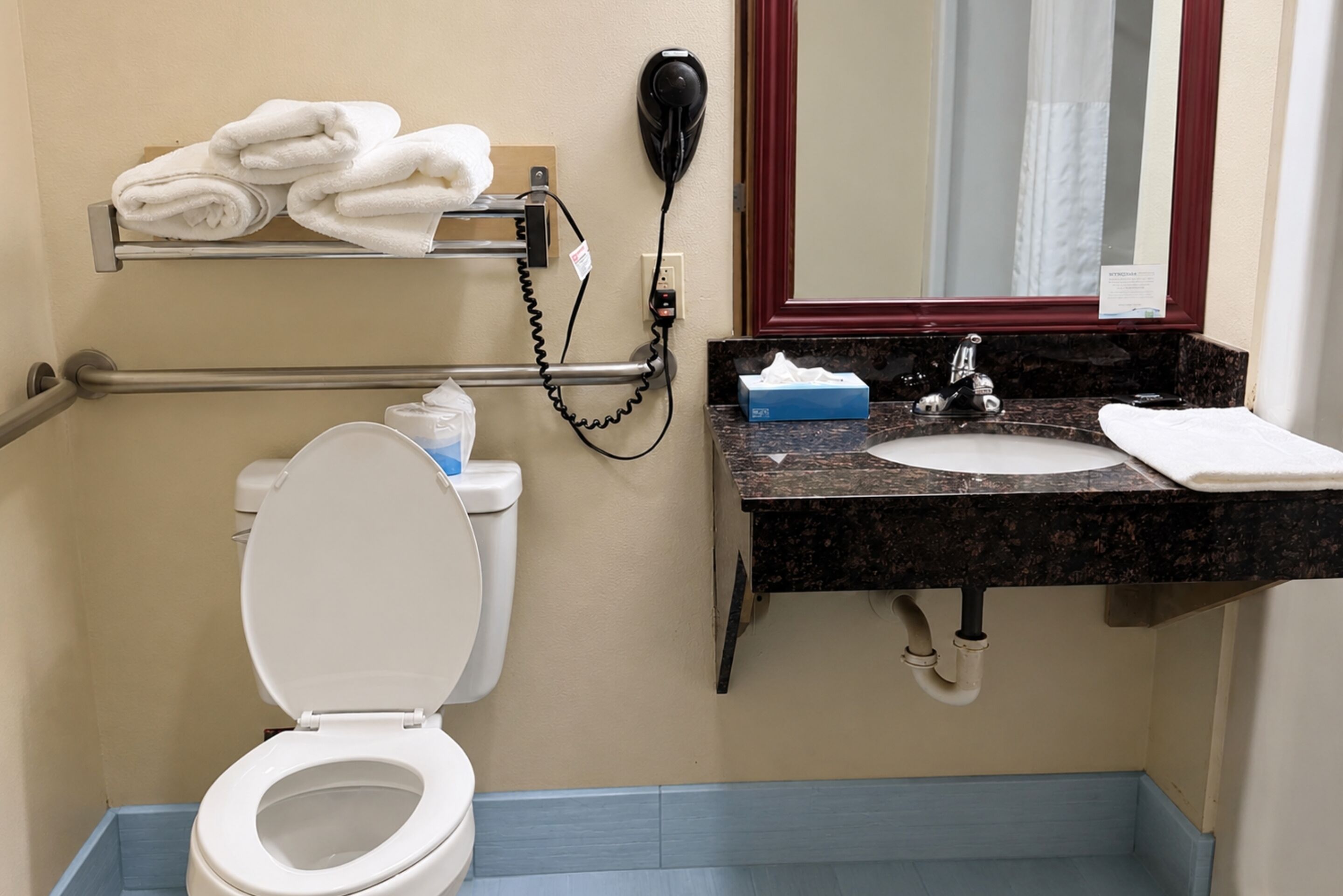 Standard Room, 2 Queen Beds, Non Smoking | Bathroom | Combined shower/tub, free toiletries, hair dryer, towels
