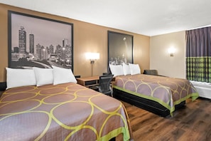 Double Room, 2 Double Beds | Desk, iron/ironing board, free cribs/infant beds, rollaway beds