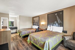 Double Room, 2 Double Beds | Desk, iron/ironing board, free cribs/infant beds, rollaway beds