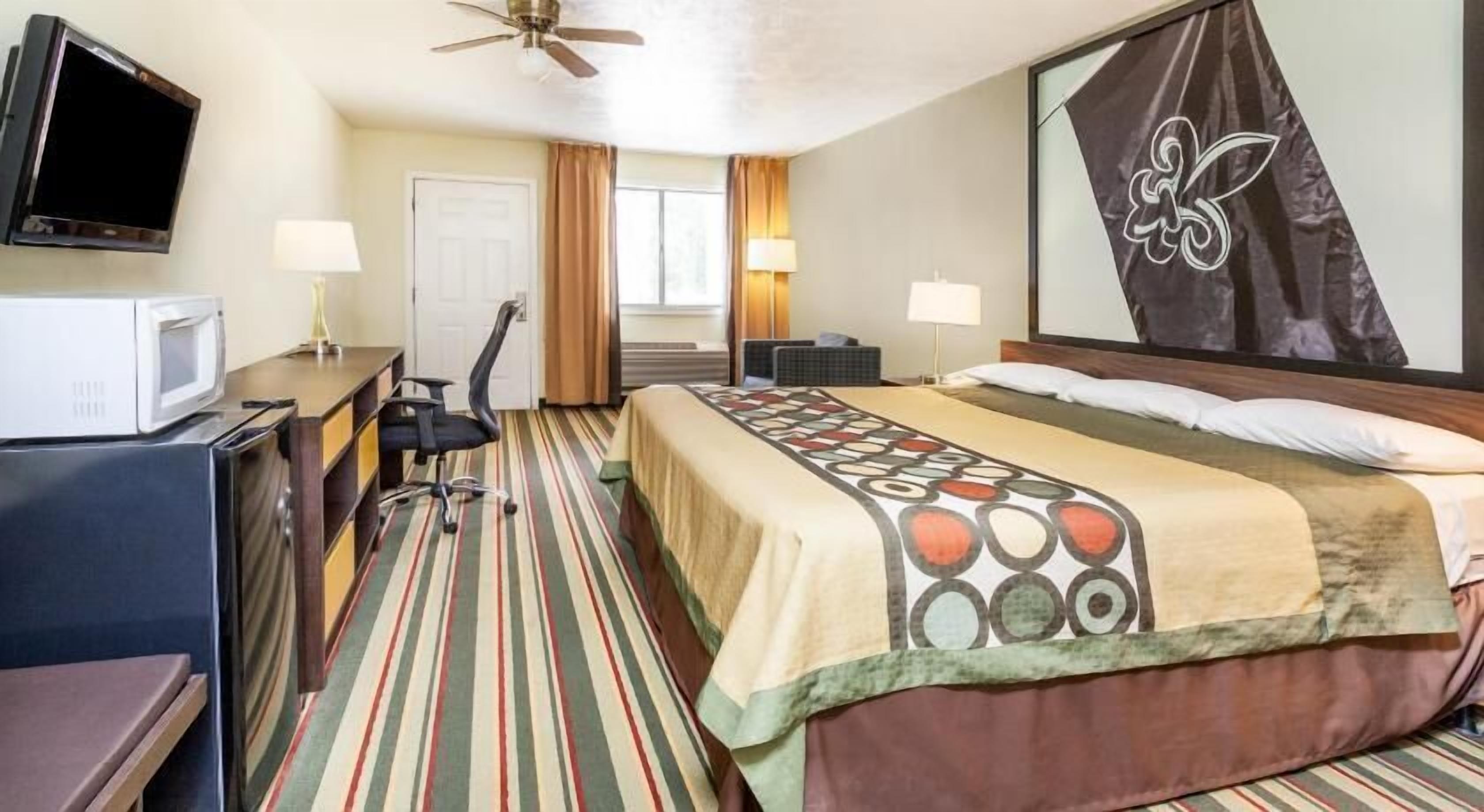 Desk, blackout drapes, soundproofing, iron/ironing board