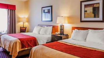 Premium bedding, pillowtop beds, desk, iron/ironing board