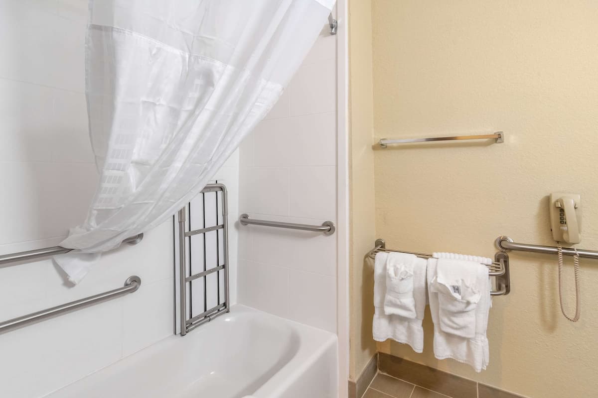 free toiletries, hair dryer, towels