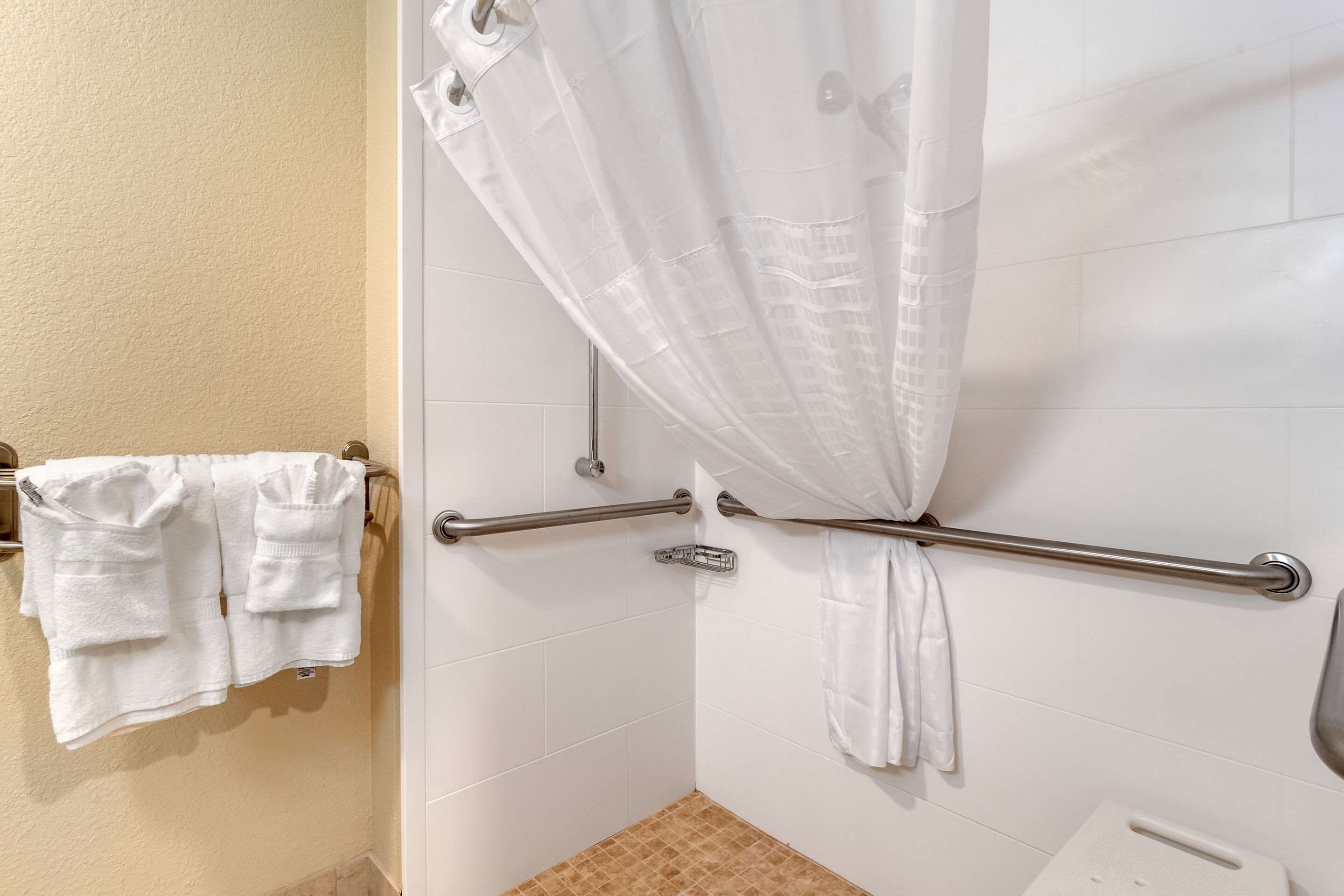 free toiletries, hair dryer, towels