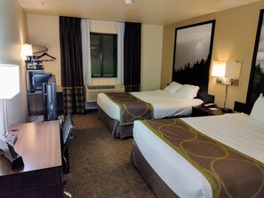 Standard Room, 2 Queen Beds | In-room safe, desk, blackout drapes, iron/ironing board