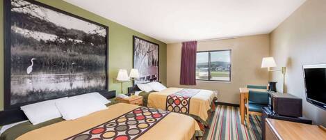 Standaard kamer, 2 queensize bedden | Een bureau, verduisterende gordijnen, een strijkplank/strijkijzer