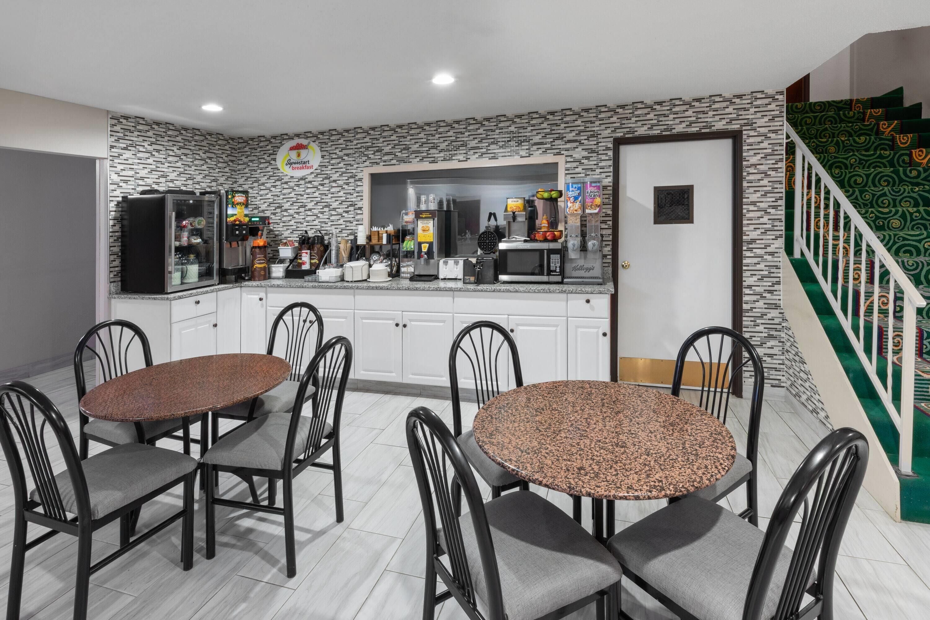 Free daily self-service breakfast 