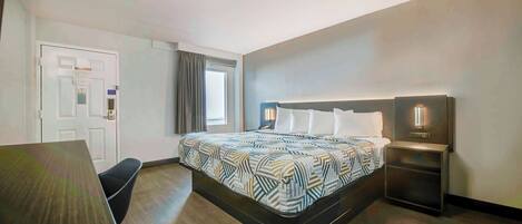 Individually decorated, individually furnished, desk, blackout drapes