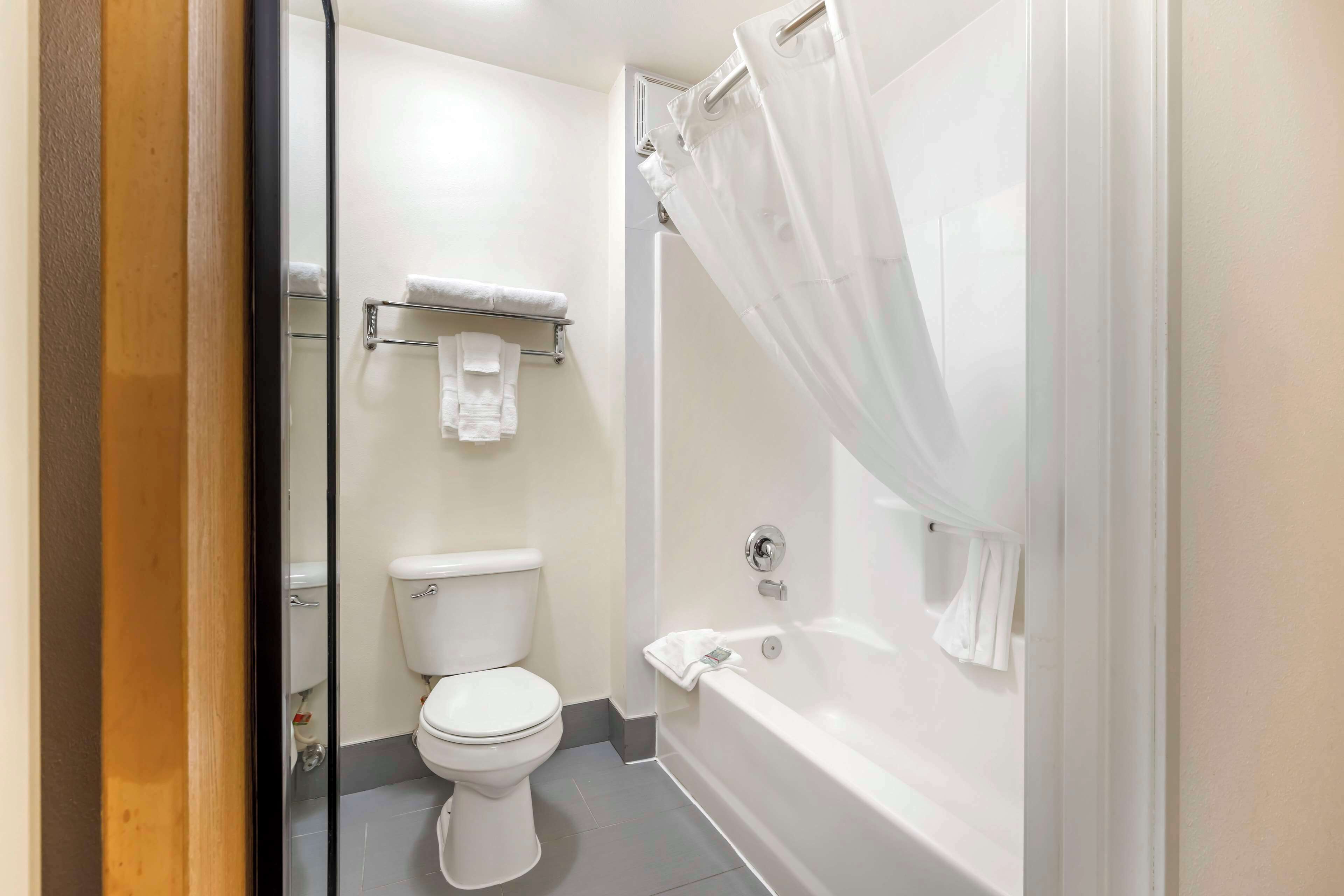 standard room, 2 queen beds, non smoking | bathroom | combined shower/bathtub, deep-soaking bathtub, free toiletries