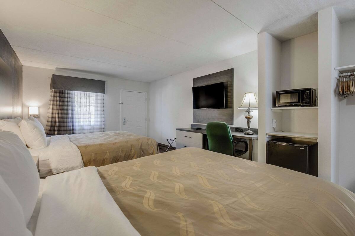 Standard Room, 2 Queen Beds, Smoking | Desk, blackout drapes, iron/ironing board, cribs (free)