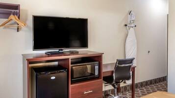 Hypo-allergenic bedding, desk, blackout curtains, iron/ironing board