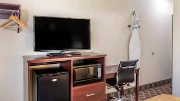 Hypo-allergenic bedding, desk, blackout curtains, iron/ironing board