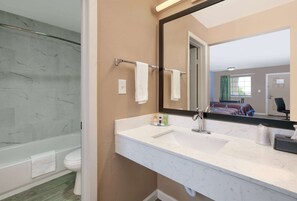 Bañera, secador de pelo, toallas