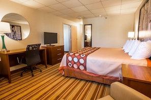 Pillow-top beds, desk, blackout curtains, iron/ironing board