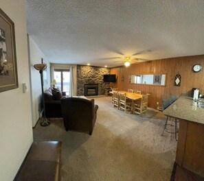 Unit 414 | Living area | Fireplace