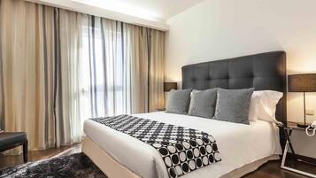 In-room safe, desk, laptop workspace, blackout curtains