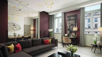 Suite, 1 King Bed (Opera Separate Lounge/Dining Space) | Living area | 45-inch TV with cable channels, iPod dock