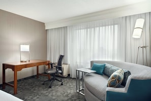 Premium bedding, desk, blackout curtains, iron/ironing board