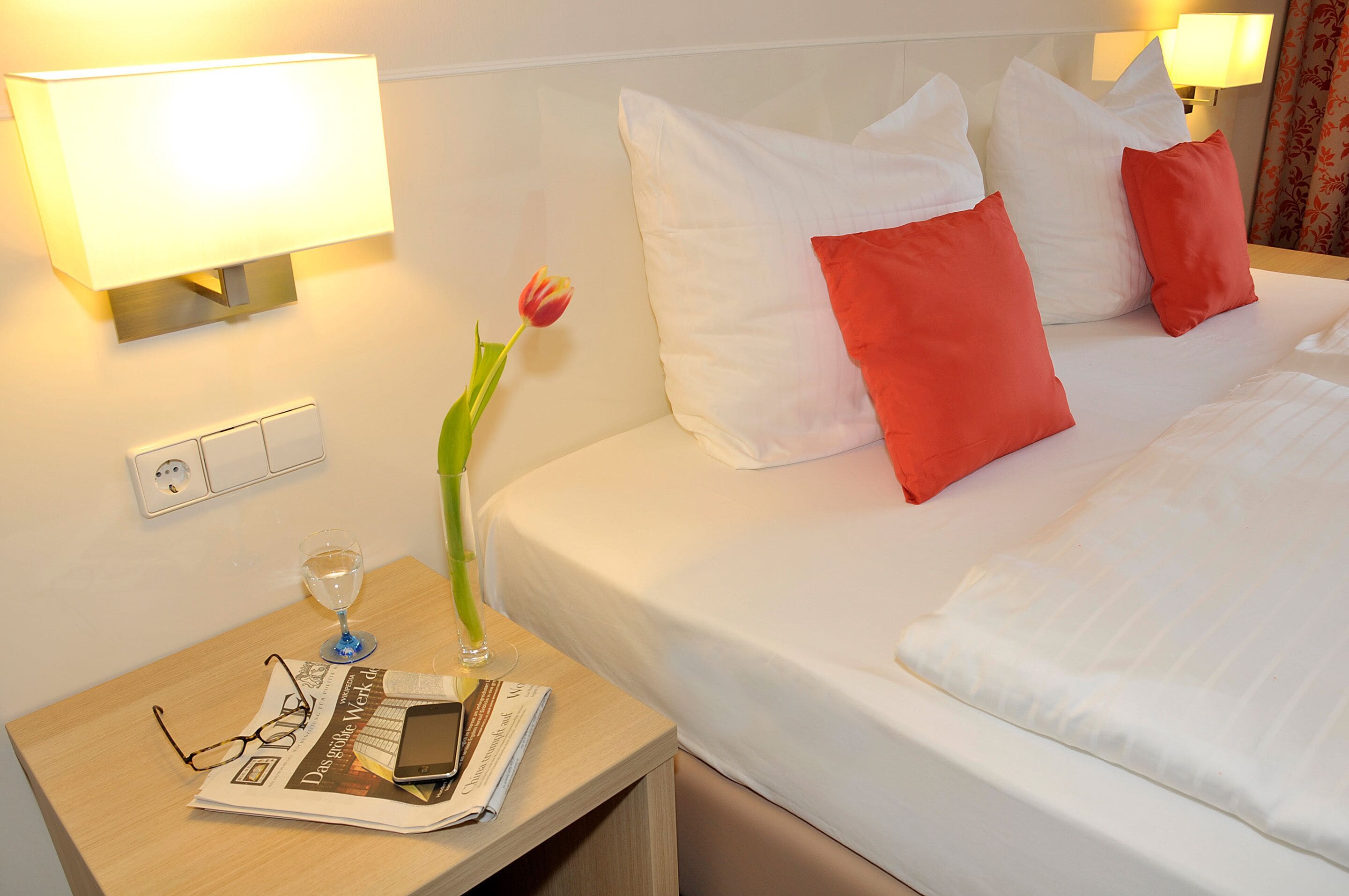 premium bedding, memory-foam beds, desk, soundproofing