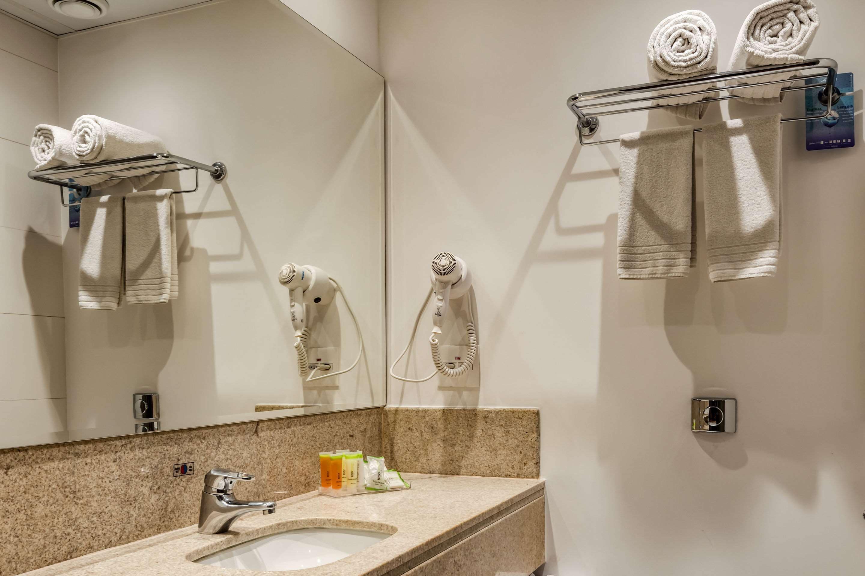 shower, rainfall showerhead, designer toiletries, hair dryer