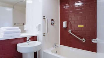 Shower, free toiletries, hair dryer