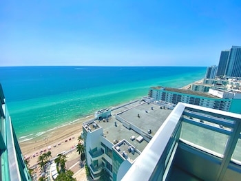 Hotel room view looking out at Diplomat Beach Resort Hollywood, Curio Collection by Hilton