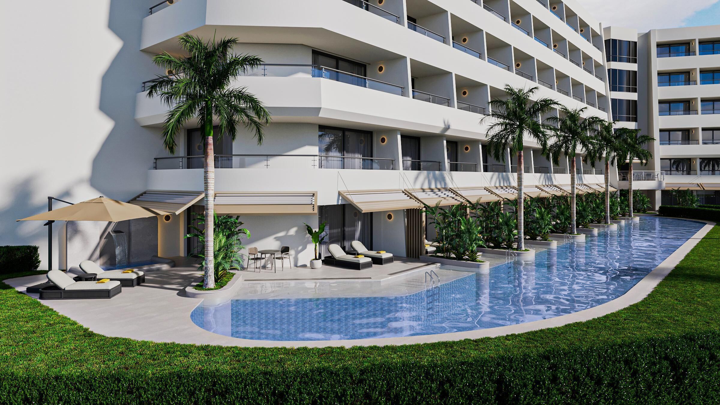 Indoor pool, 2 outdoor pools, pool umbrellas, sun loungers