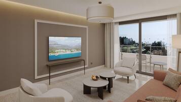 Premium bedding, free minibar, in-room safe, laptop workspace