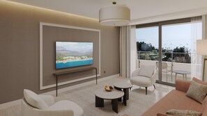 Premium bedding, free minibar, in-room safe, laptop workspace