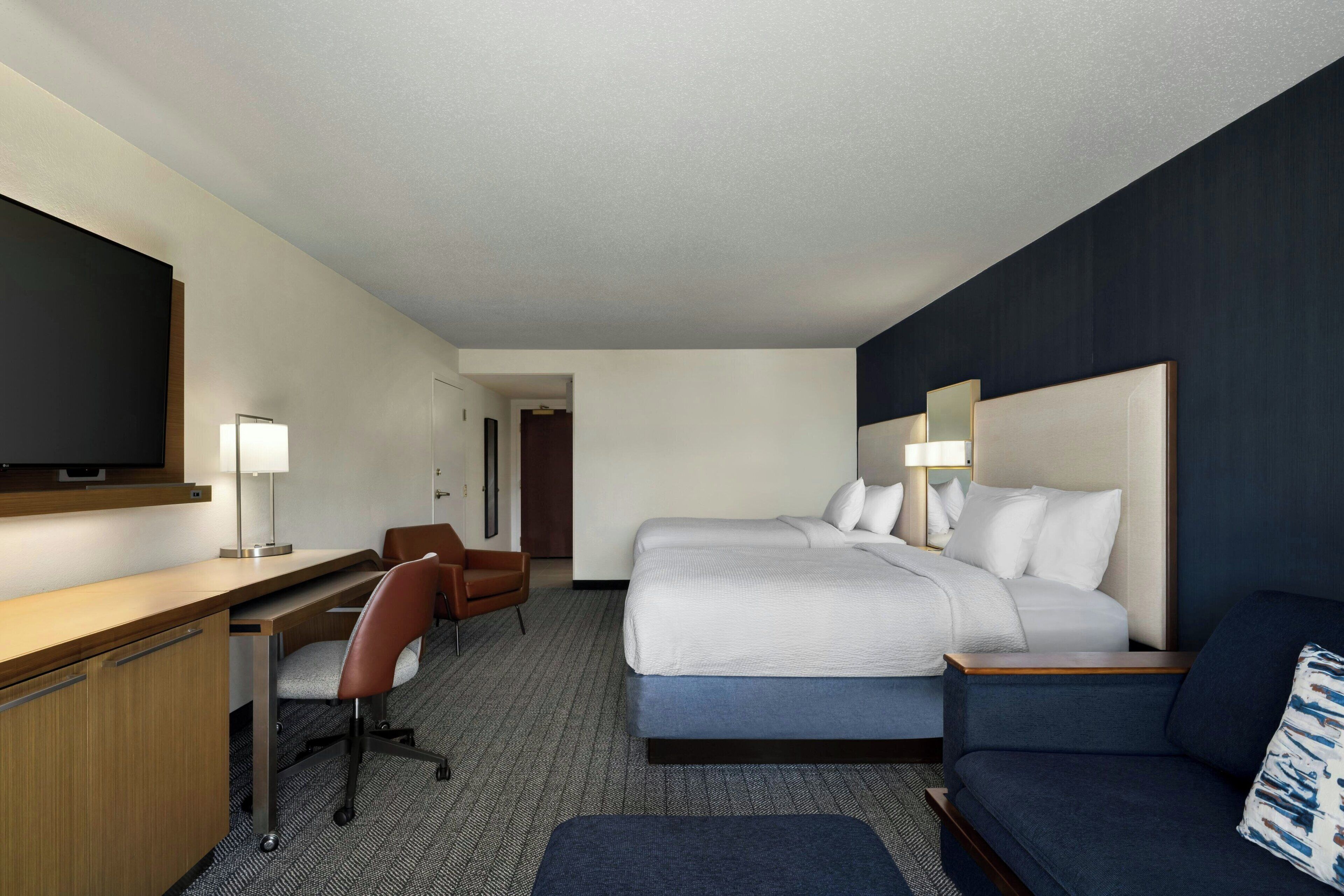 room, 2 queen beds, non smoking | premium bedding, in-room safe, desk, laptop workspace