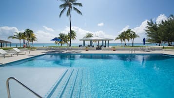 Outdoor pool, free cabanas, pool umbrellas