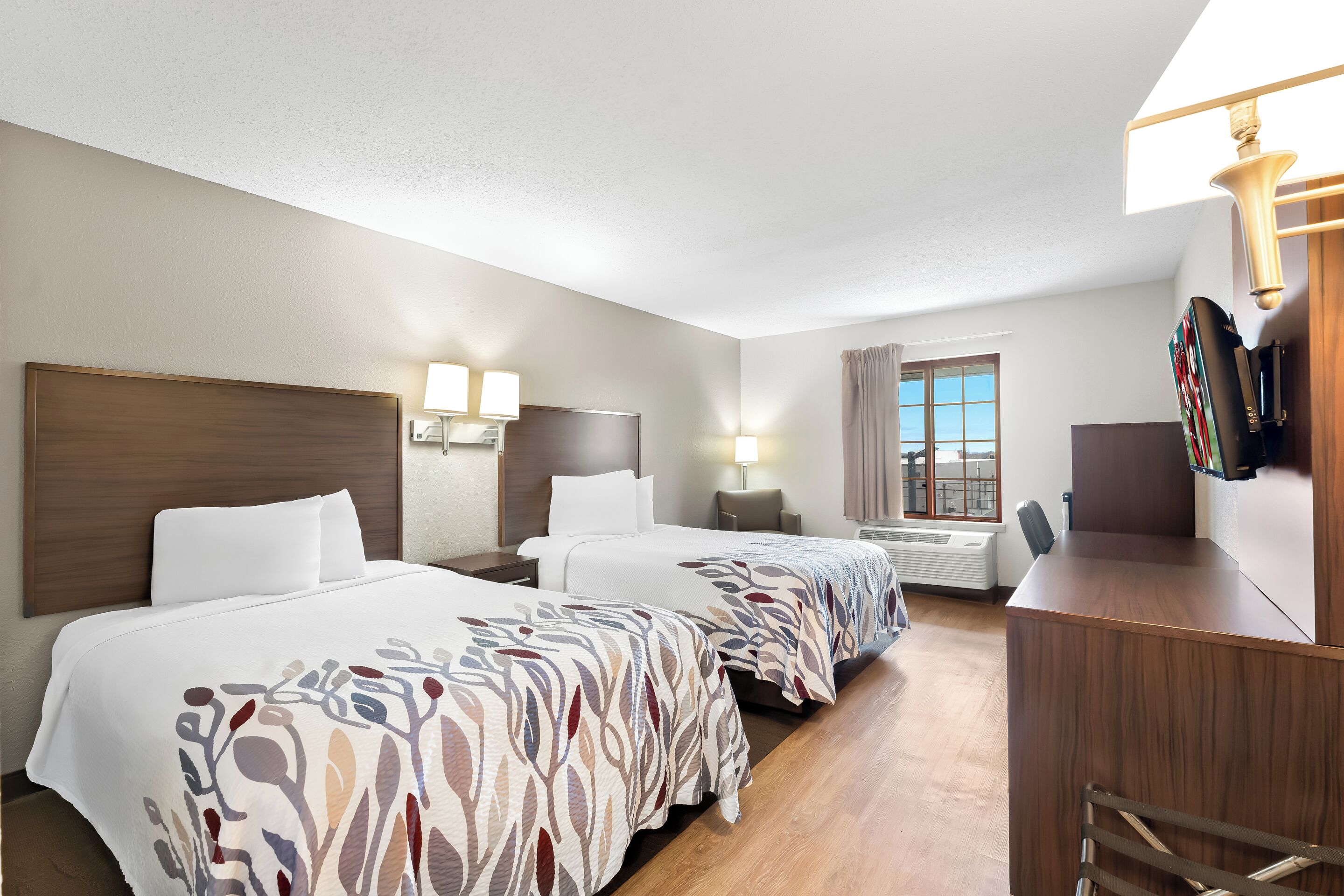 Deluxe Room, 2 Double Beds, Non Smoking (First Floor) | In-room safe, desk, laptop workspace, blackout curtains