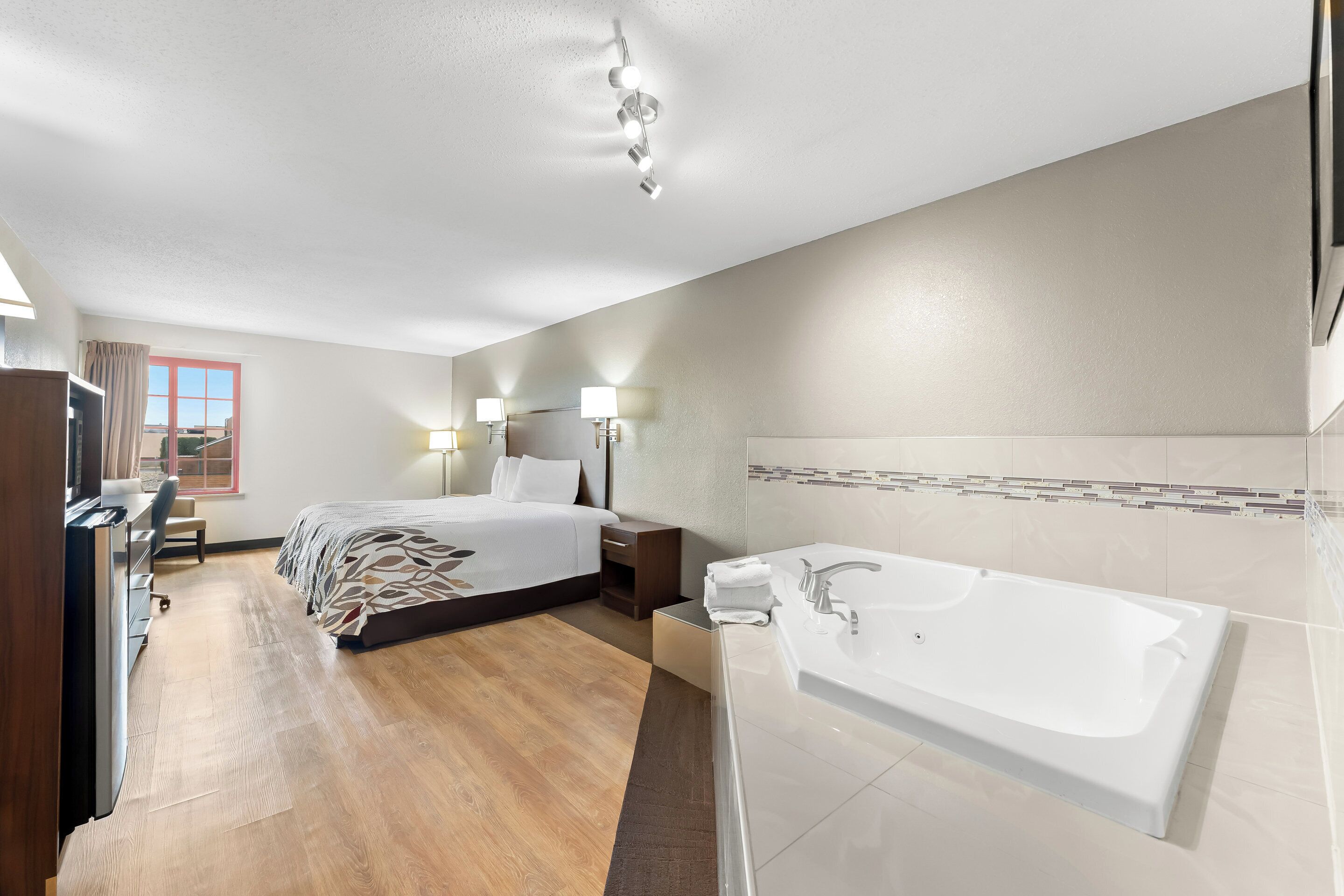 In-room safe, desk, laptop workspace, blackout drapes